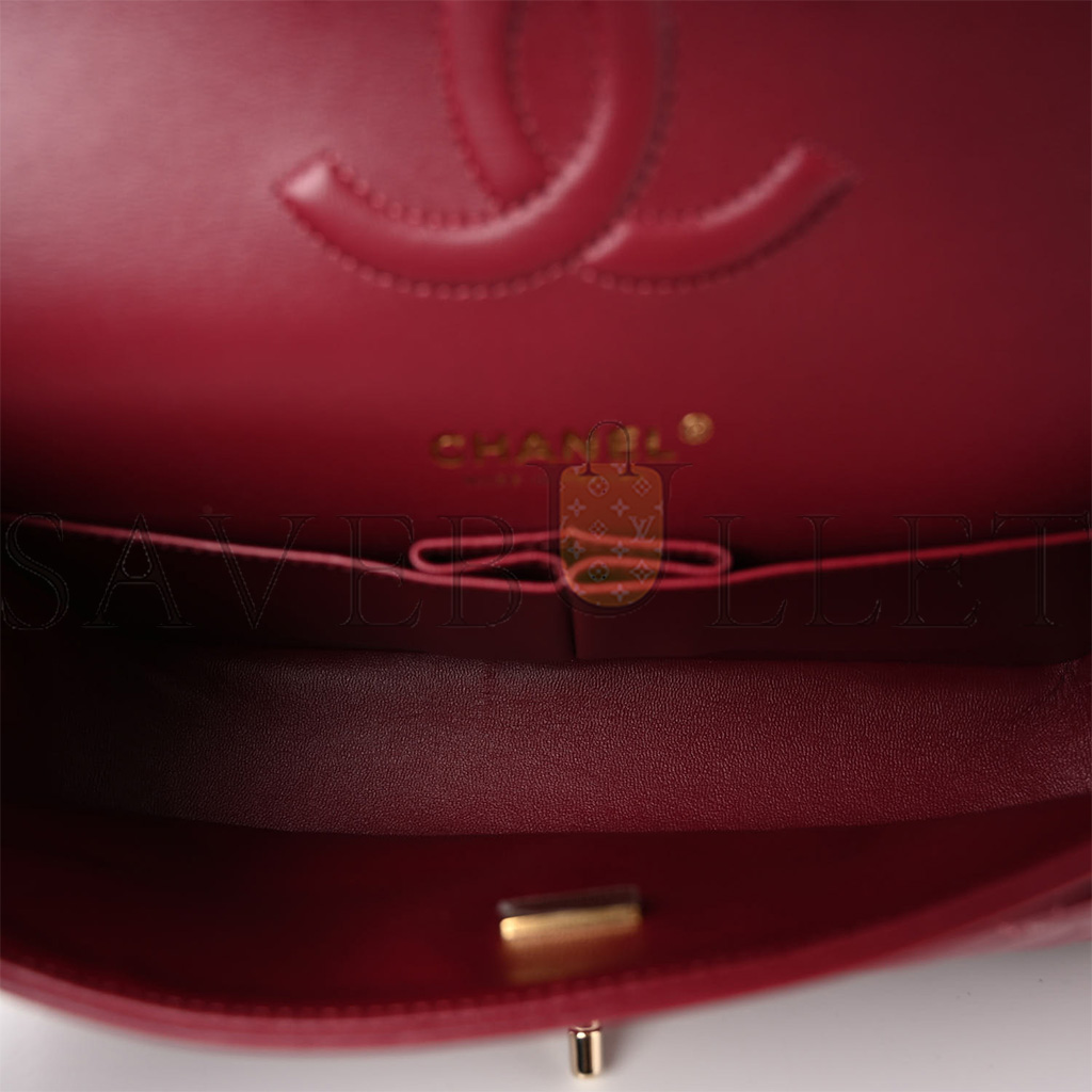 CHANEL CALFSKIN QUILTED MEDIUM DOUBLE FLAP DARK RED ROSE GOLD HARDWARE (25*15*6cm) CHANEL CALFSKIN QUILTED MEDIUM DOUBLE FLAP DARK RED ROSE GOLD HARDWARE (25*15*6cm)